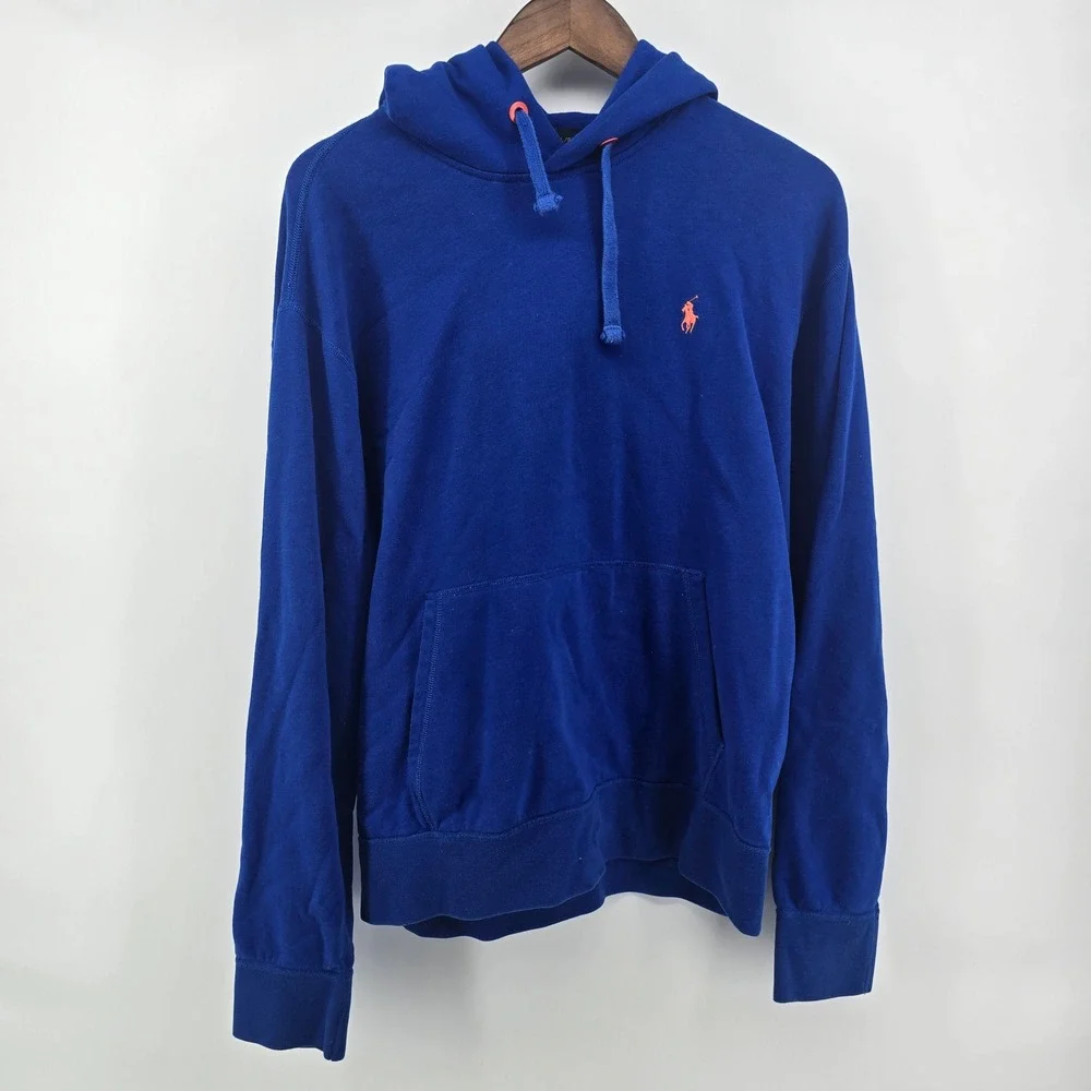 Polo Ralph Lauren Performance Hoodie Royal Blue Orange Pony Mens Large